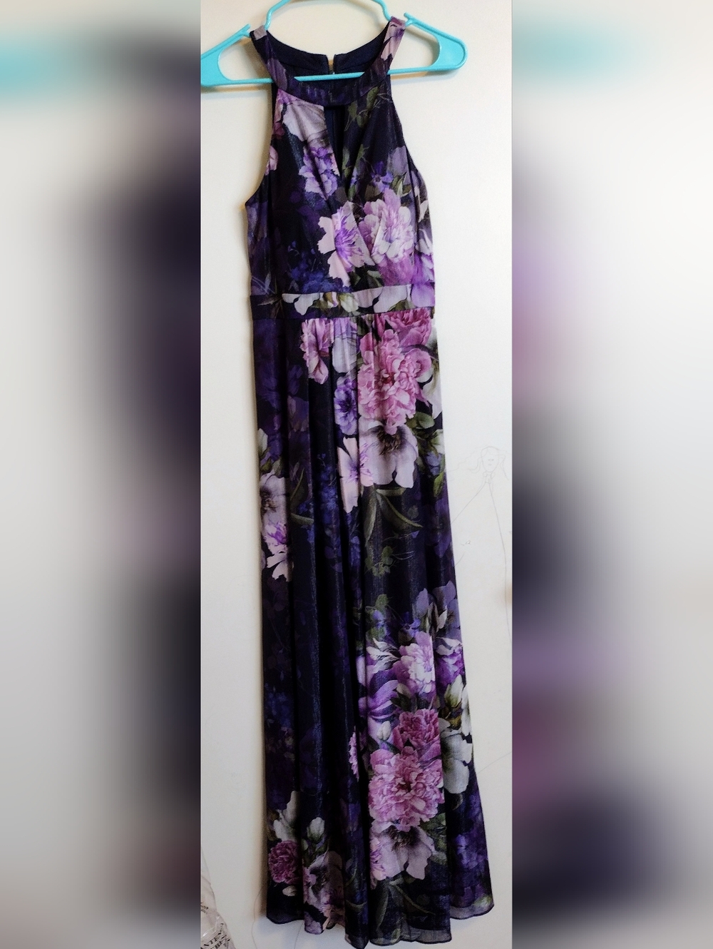 Jessica Howard Purple Floral Halter Maxi Dress
